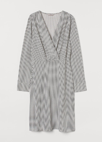 Черно-белое кэжуал сукня на запах H&M с абстрактным узором