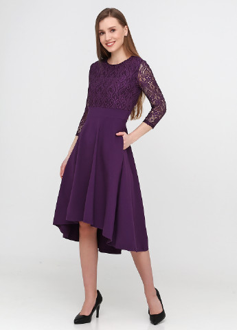 Темно-фіолетова коктейльна плаття, сукня з спідницею-сонце Vero Moda однотонна