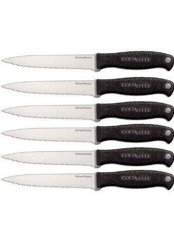 Набор ножей Kitchen Set 2016 с подставкой 13 предметов (59KSSET) Cold Steel чёрные,