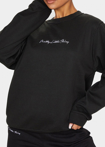 Чорний світшот PrettyLittleThing напис без декору (313044931)