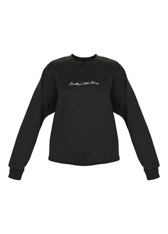 Чорний світшот PrettyLittleThing напис без декору (313044931)