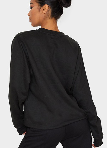 Чорний світшот PrettyLittleThing напис без декору (313044931)