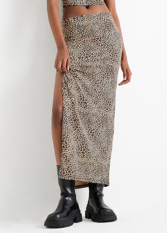 Бежевая кэжуал леопардовая юбка C&A