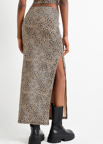 Бежевая кэжуал леопардовая юбка C&A