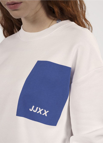 Свитшот JJXX - Свободный крой однотонный белоснежный кэжуал хлопок - (290148550)