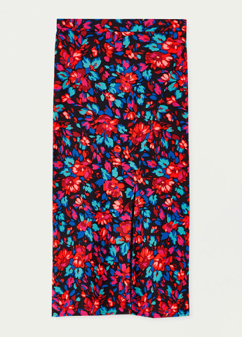 Разноцветная кэжуал цветочной расцветки юбка Pull & Bear клешированная