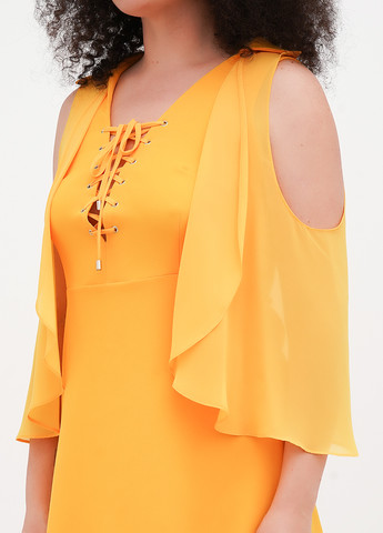 Желтое кэжуал платье а-силуэт, с открытыми плечами Babylon однотонное