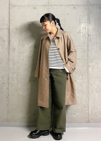 Коричневое демисезонное Пальто оверсайз Uniqlo