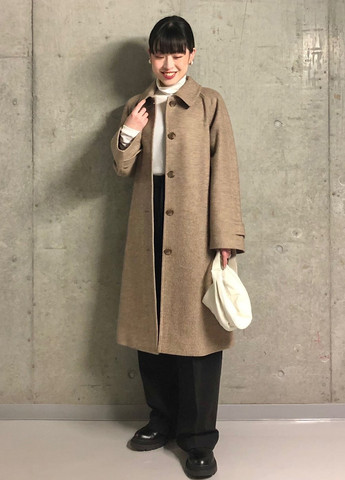 Коричневое демисезонное Пальто оверсайз Uniqlo