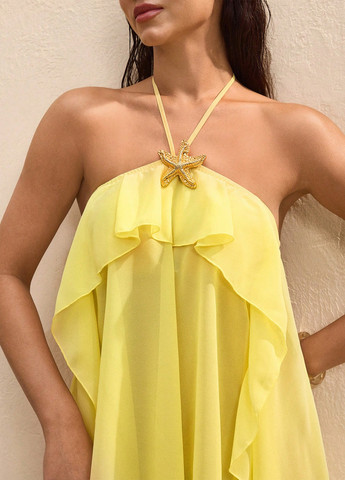 Жовтий кежуал сукня а-силует SHEIN однотонна