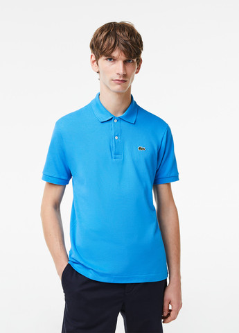 Голубой футболка-поло для мужчин Lacoste однотонная