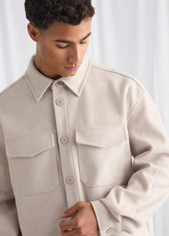 Кремовая кэжуал рубашка однотонная SHEIN