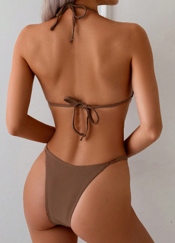 Коричневий літній купальник (ліф, трусики) роздільний SHEIN