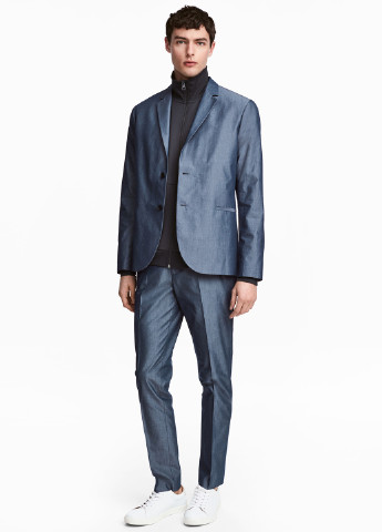Бледно-синие классические демисезонные зауженные брюки H&M
