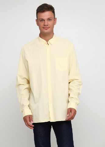 Светло-желтая кэжуал рубашка однотонная H&M с длинным рукавом