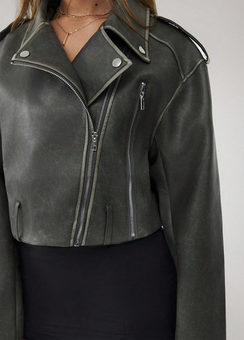 Сіро-зелена демісезонна куртка косуха SHEIN