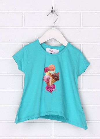 Бірюзова літня футболка з коротким рукавом Mini Boutique