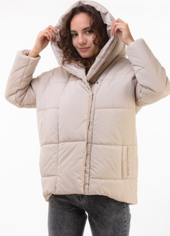 Бежева зимня куртка-ковдра з об'ємним капюшоном "" romashka Ромашка Рига