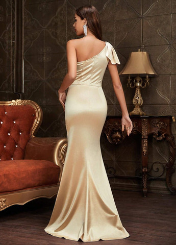 Светло-желтое вечернее платье годе SHEIN однотонное