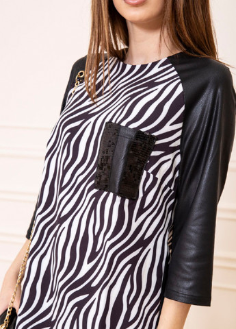 Черно-белое кэжуал платье Ager зебра