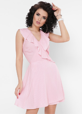 Светло-розовое кэжуал платье Fashion Up однотонное