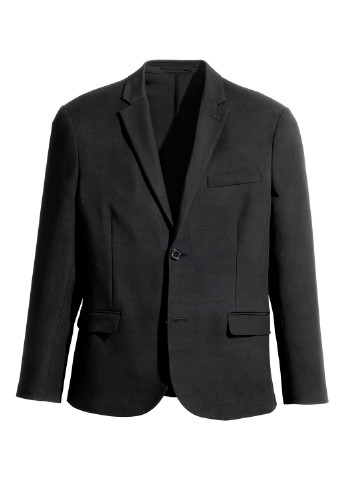 Пиджак H&M однотонный чёрный деловой вискоза