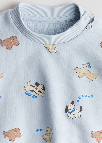 Блакитний світшот H&M малюнок без декору (369791855)