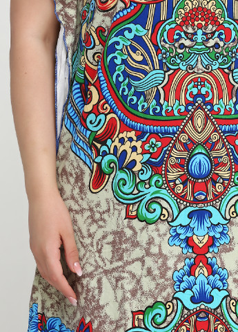 Бежева домашній сукня Saimeiqi з абстрактним візерунком