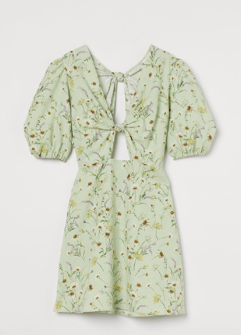 Світло-зелена кежуал сукня H&M з квітковим принтом