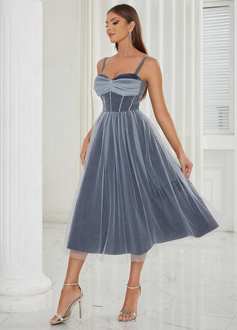 Сіро-голубий коктейльна сукня а-силует SHEIN однотонна