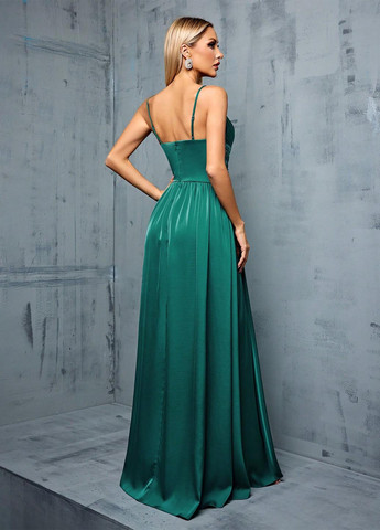 Морської хвилі вечірня сукня в стилі армпір, з відкритою спиною SHEIN однотонна