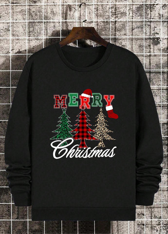 Черный свитшот SHEIN новогодний без декора (331821476)