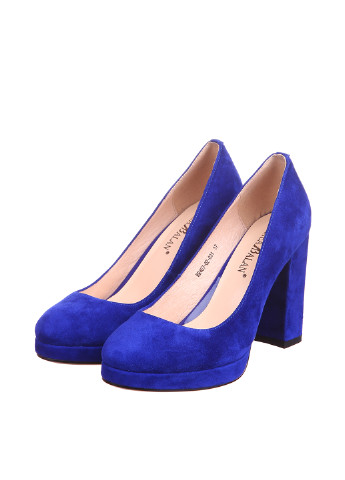 Синие женские кэжуал туфли на высоком каблуке - фото