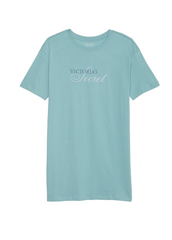 Голубое домашнее, кэжуал платье платье-футболка Victoria's Secret с надписью