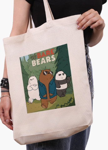 Еко сумка шоппер біла Вся правда про ведмедів (We Bare Bears) (9227-2664-WTD-1) екосумка шопер 41*39*8 см MobiPrint (216642082)