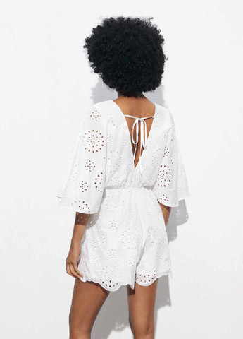 Комбинезон SHEIN комбинезон-шорты однотонный чёрно-белого кэжуал полиэстер