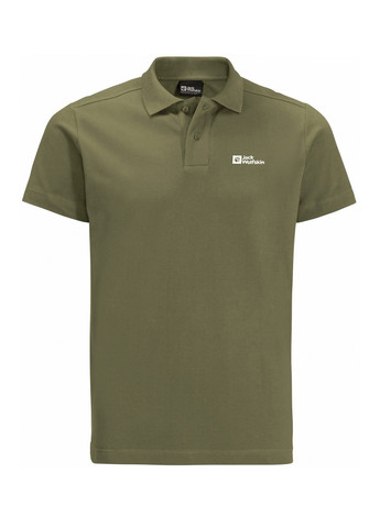 Оливковая (хаки) футболка-поло для мужчин Jack Wolfskin с логотипом