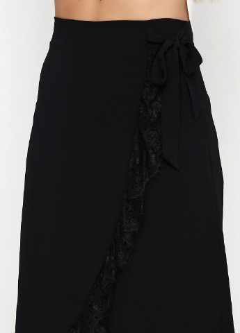 Черная кэжуал однотонная юбка Sassofono а-силуэта (трапеция)