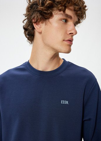 Темно-синій світшот KOTON напис без декору (362160004)