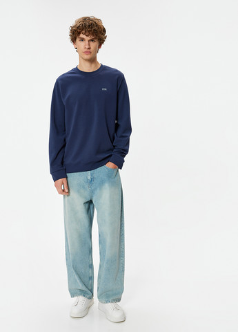 Темно-синій світшот KOTON напис без декору (362160004)