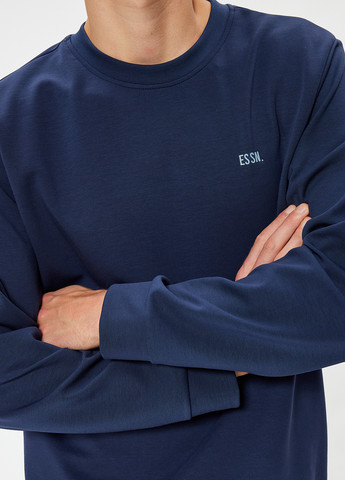 Темно-синій світшот KOTON напис без декору (362160004)