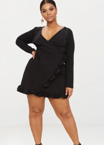 Черное кэжуал платье PrettyLittleThing однотонное