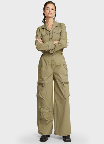 Комбинезон G-Star Raw комбинезон-брюки однотонный оливковый кэжуал хлопок