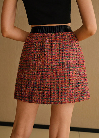 Разноцветная кэжуал в клетку юбка SHEIN а-силуэта (трапеция)