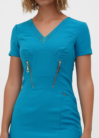 Бирюзовое кэжуал платье силуэтная Sassofono однотонное