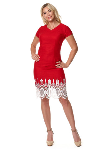 Красное кэжуал платье футляр Ut однотонное