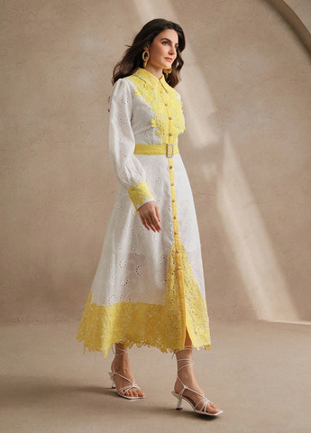 Комбінована святковий сукня сукня-сорочка, а-силует SHEIN колор блок