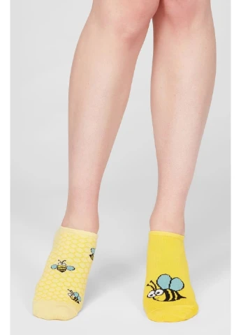 Жовті шкарпетки жіночі бавовняні socks low 112 (3пари) Legs малюнки (254993884)