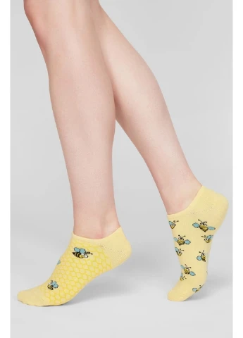 Жовті шкарпетки жіночі бавовняні socks low 112 (3пари) Legs малюнки (254993884)