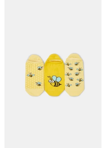 Жовті шкарпетки жіночі бавовняні socks low 112 (3пари) Legs малюнки (254993884)